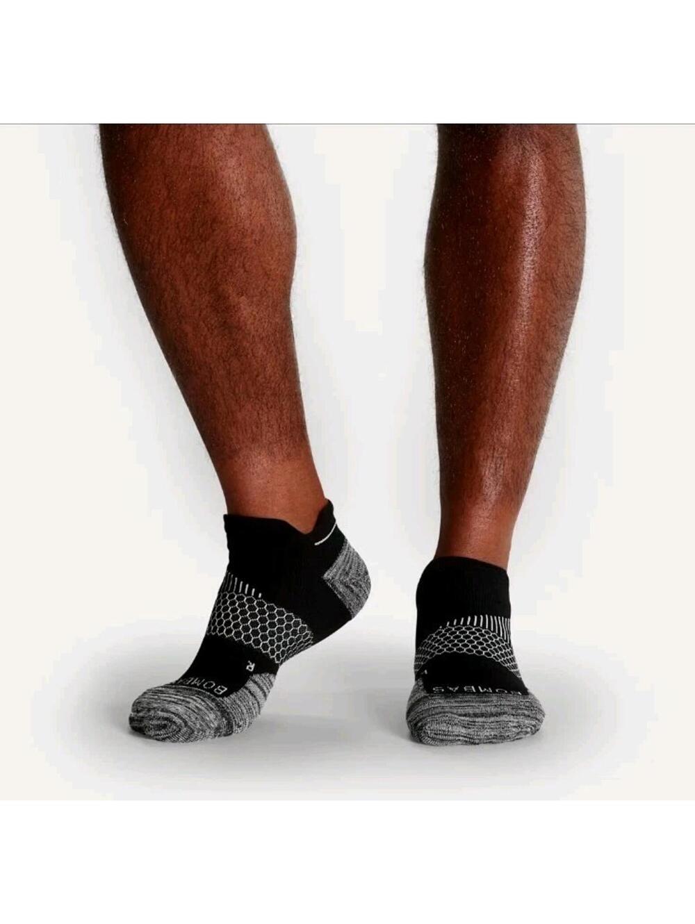 NWOT $54 Bombas Men’s Running Ankle Sock 3-Pack Hex Tec Black Size L